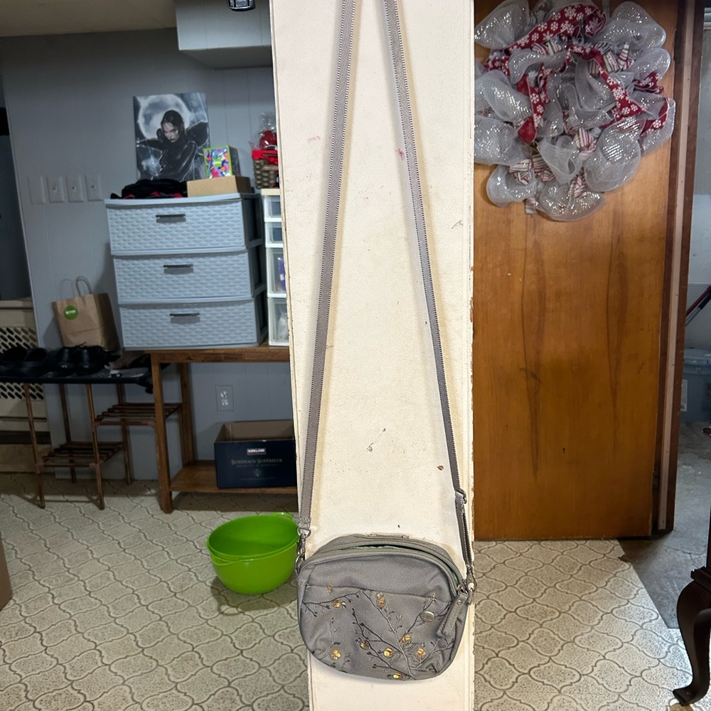 Haiku Gray Crossbody Bag with Yellow Accents